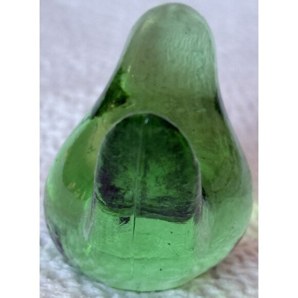 BRIGHT GREEN HAND BLOWN ART GLASS BIRD POLISHED 3” Long 1 3/4” High - Picture 5 of 11